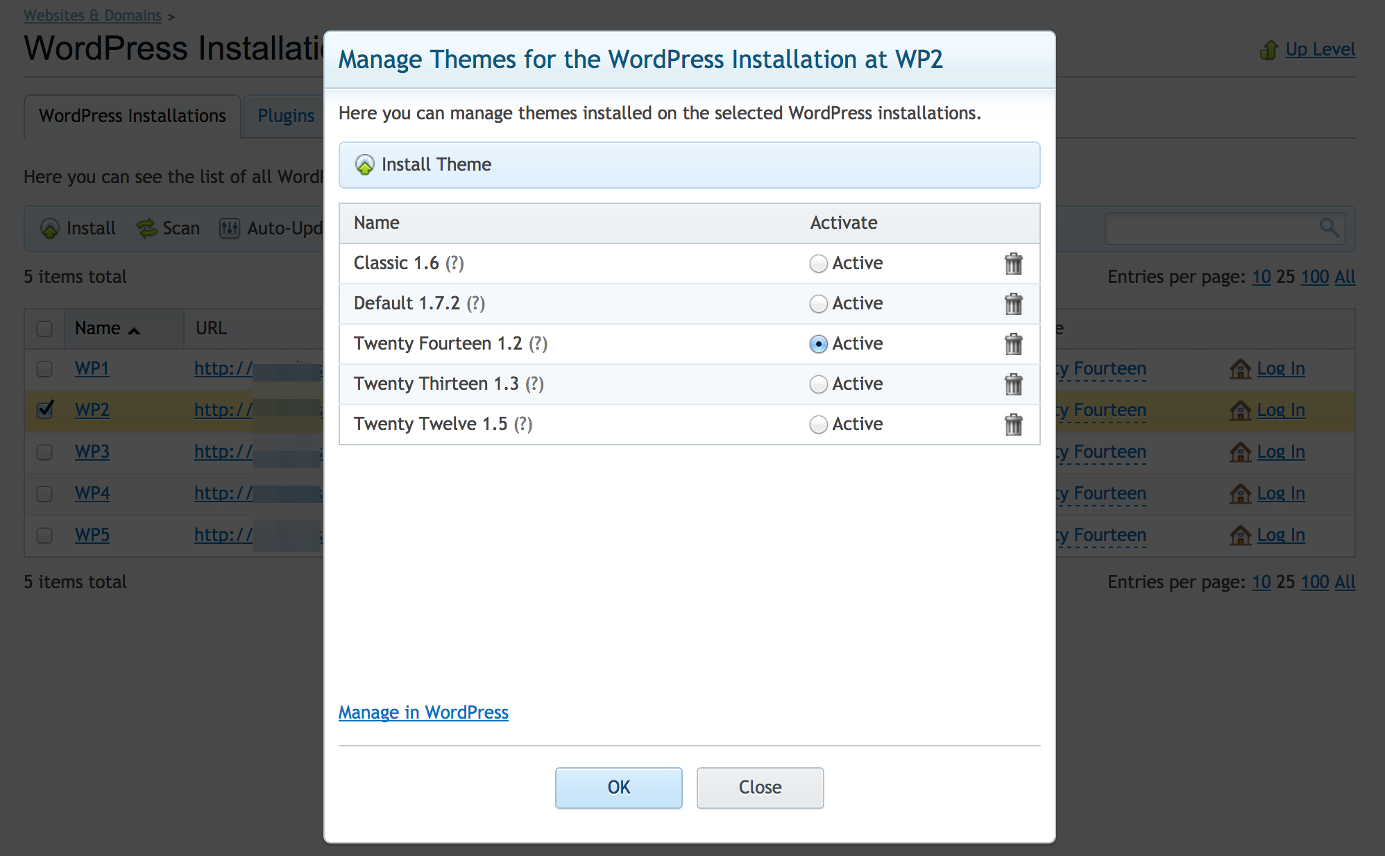 Plesk Theme Management