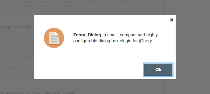 Пример Zebra Dialog