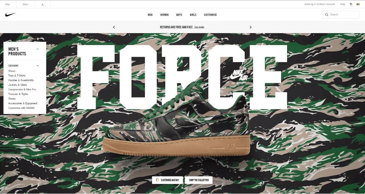 Force: Nike типография