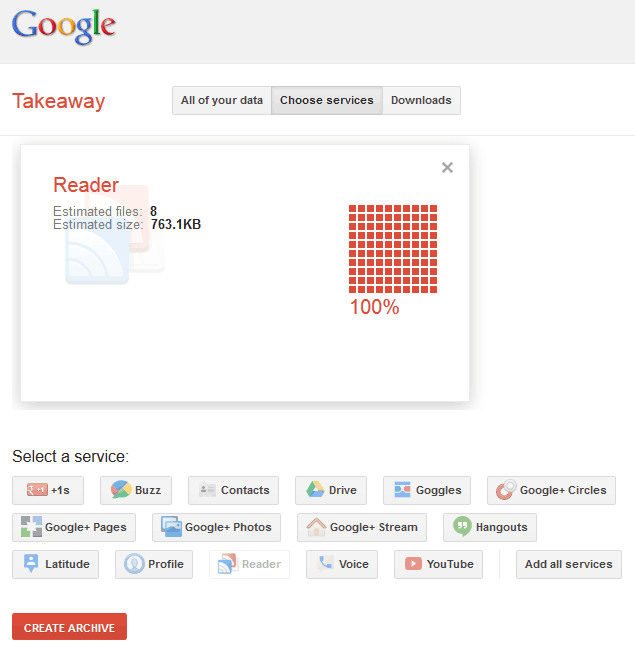 Google Reader Takeout