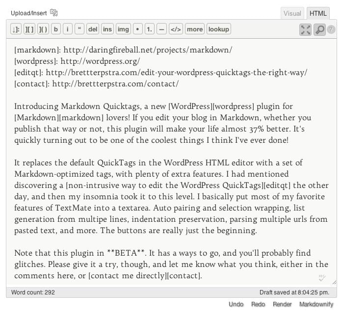 Уценка QuickTags - Уценка в WordPress