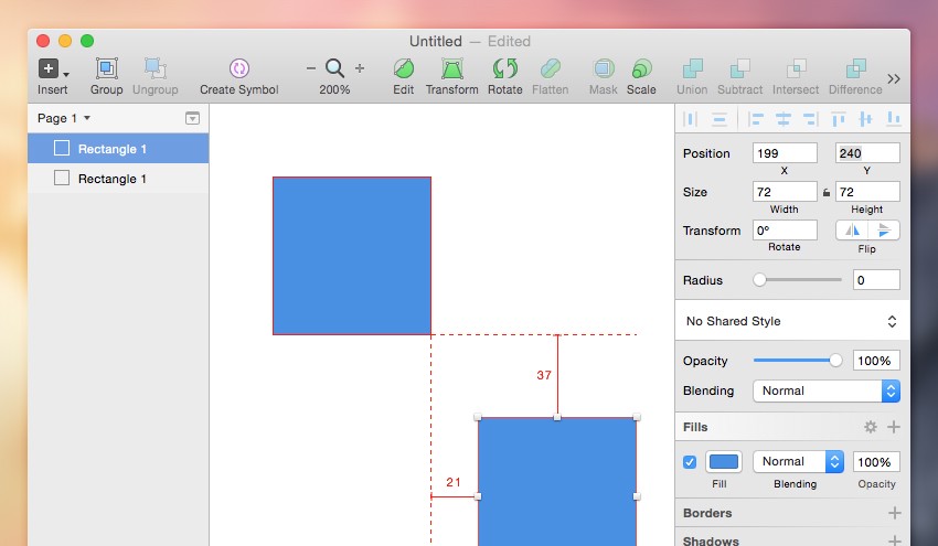 Инструменты выравнивания Sketch App