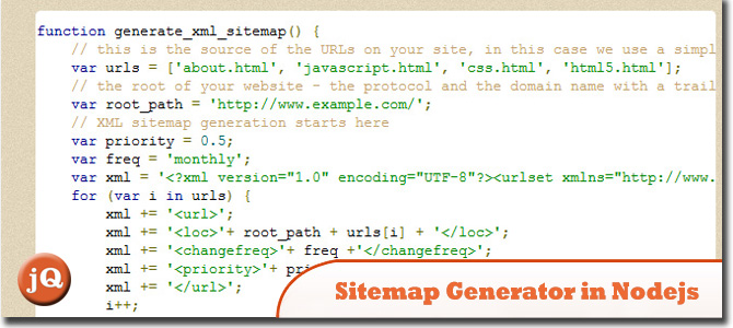 Генератор XML Sitemap в Node.js