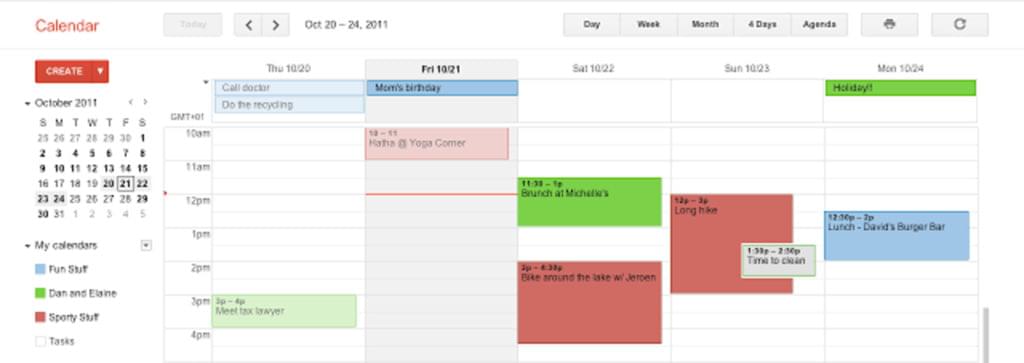 Снимок экрана Google Calendar