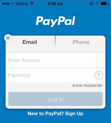 Вход в учетную запись Paypal