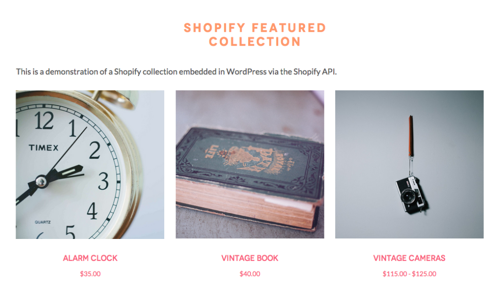 Скриншот встроенной коллекции Shopify